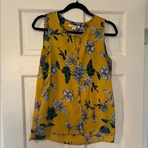 Floral Sleeveless Blouse in Mustard Yellow